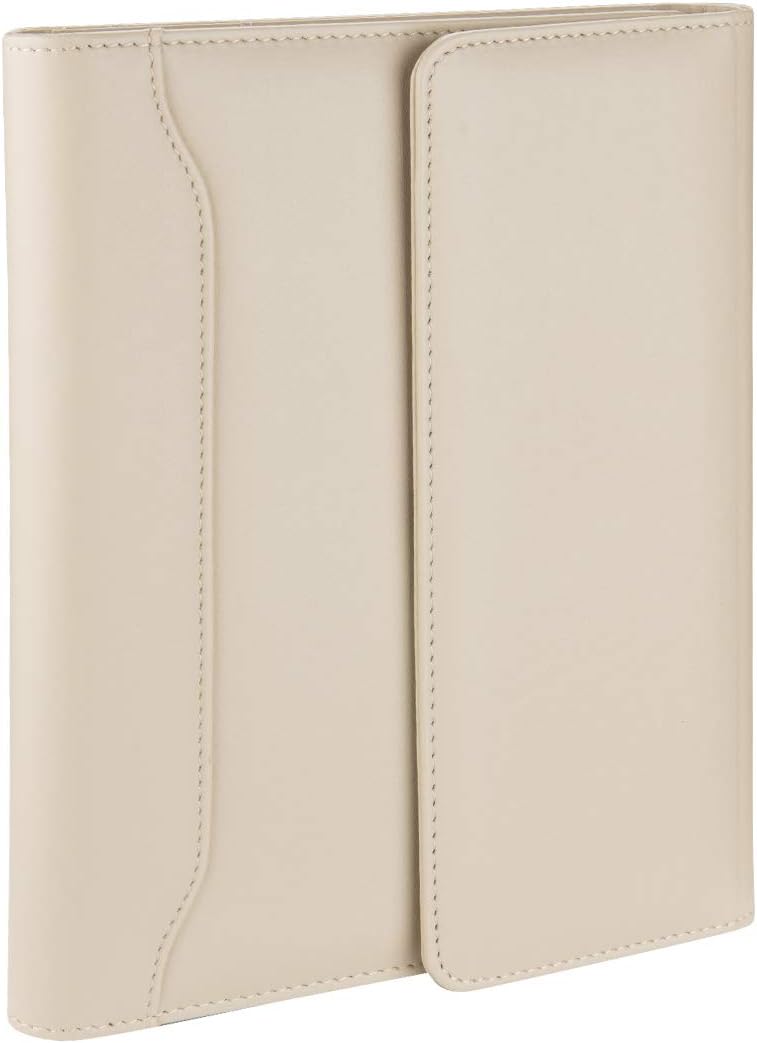 5227 Ajanda Tarihsiz Kareli 17 x 24 Cm Ajanda/Defter Hesap Makineli Suni Deri Organizer, Bej