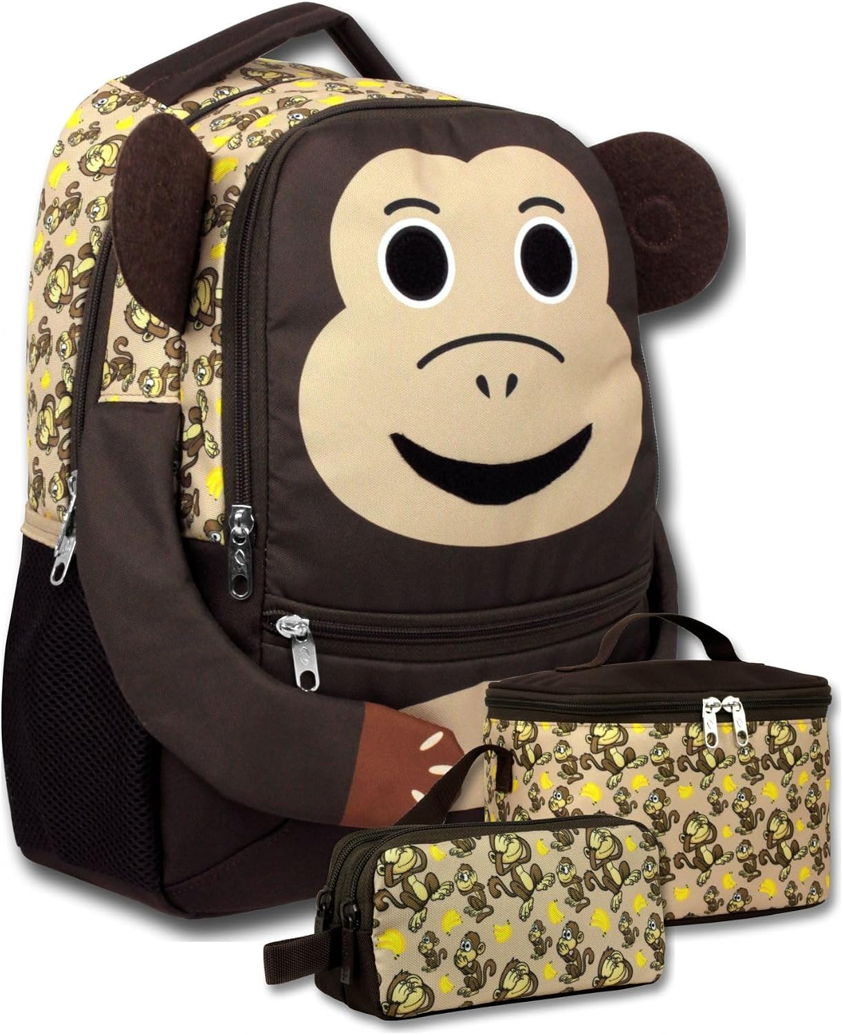 Erkek Çocuk Üç Maymun Temalı Üçlü İlkokul Okul Çanta Seti - SETUMT6078A