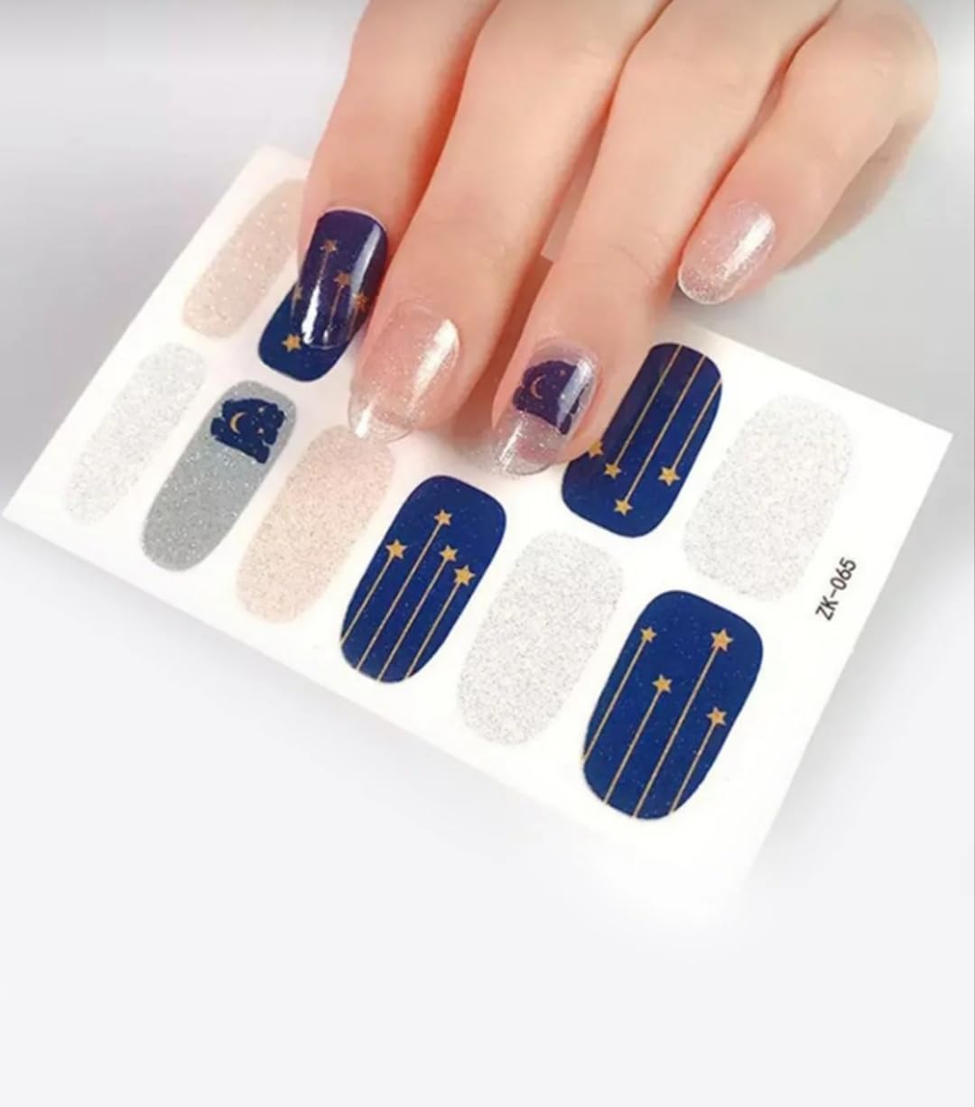 Tırnak Oje Sticker Nail Art Set, Yıldız ve Ay Desenli, 12'li