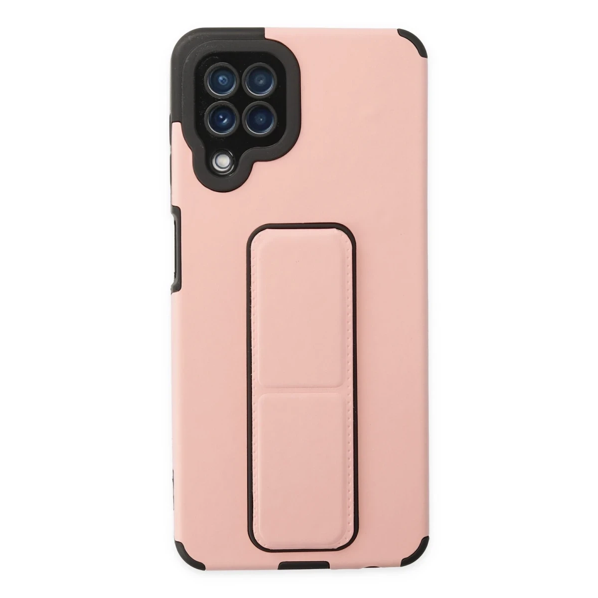 Samsung Galaxy A22 Kılıf Mega Standlı Silikon - Pudra