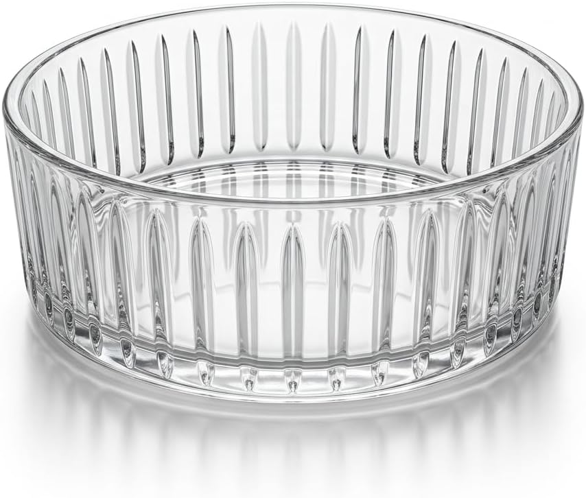 Pupa Model El Yapımı Üfleme Cam Sunum Kasesi - Optikli (Çizgili) Dekoratif Salata, Meyve ve Meze Kasesi (14x6 cm)