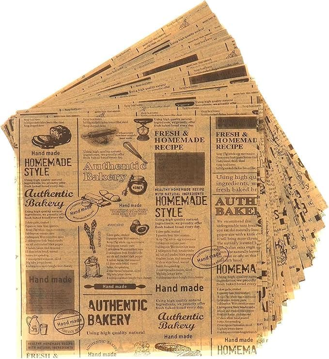 Vintage Kendinden Desenli Sunum Kağıdı, Yağlı Kağıt, Gıda Servis Kağıt 50 Adet