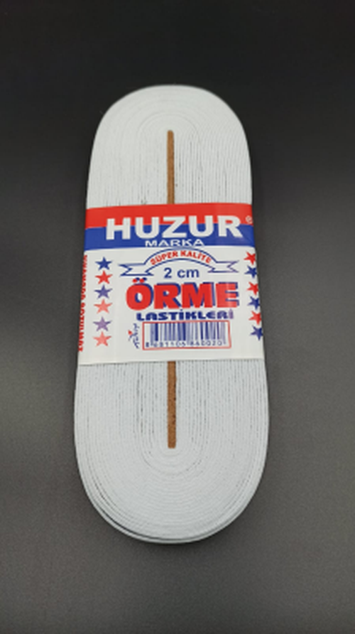 Beyaz - 2CM Paça Lastik Yassı Geniş 10MT