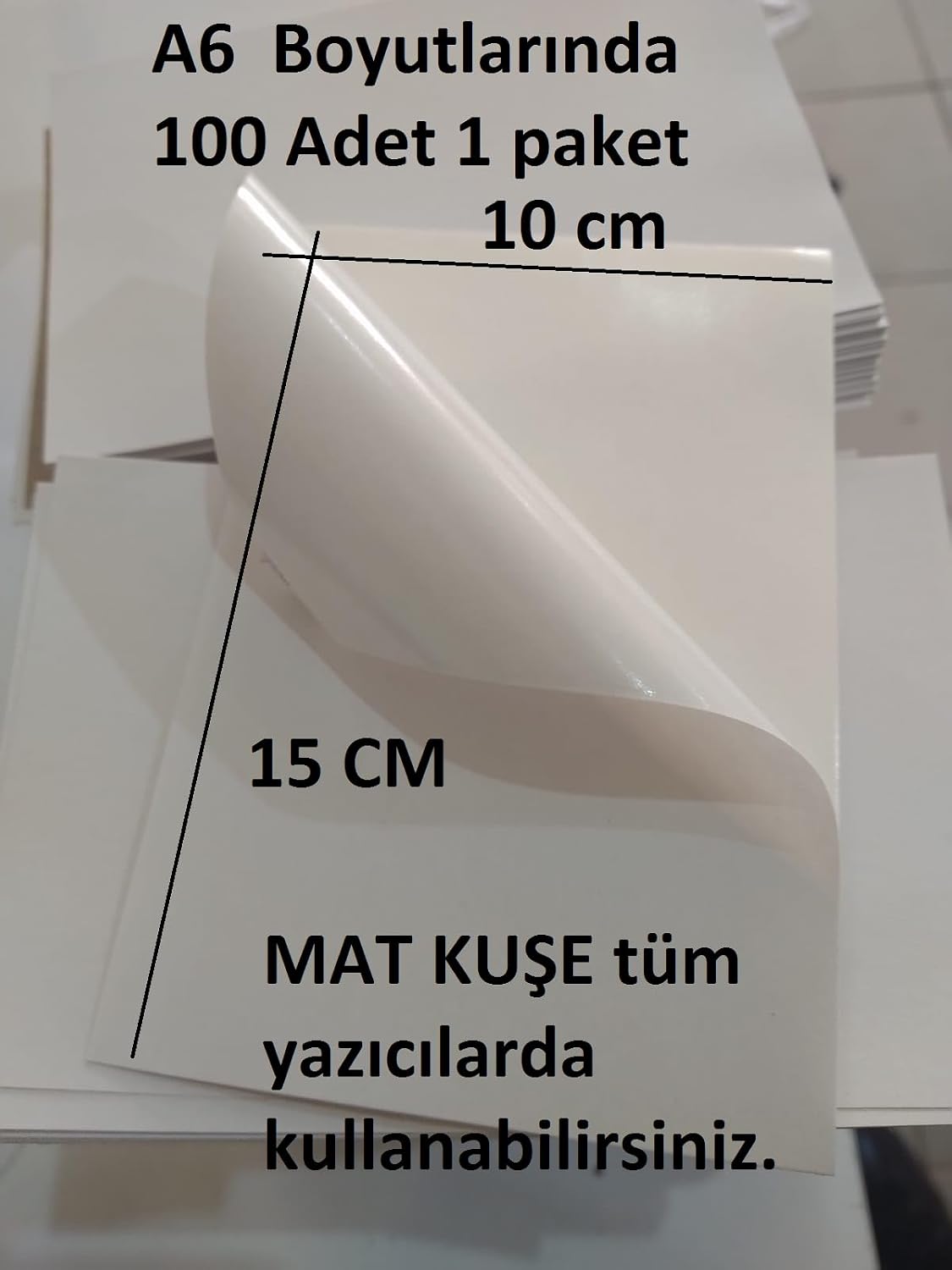 A6 Etiket Tüm Yazıcılar için 100 Adet Mat Kuşe Yapışkanlı Etiket -10x15 Cm -A6 Boş Sticker-Paketleme Sticker