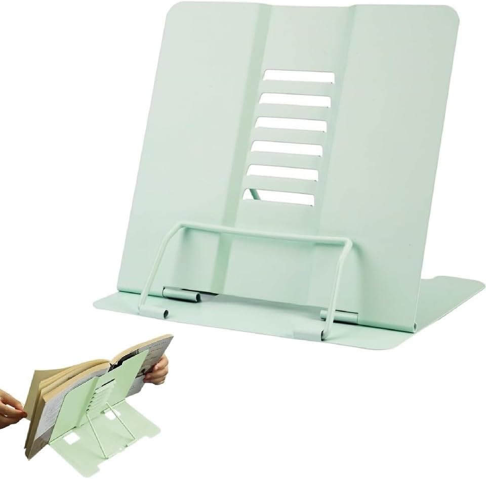 Metal Kitap Okuma Standı 6 Kademe Ayarlanabilir Kitap Tutucu Ofis Çalışma Ders (Yeşil)