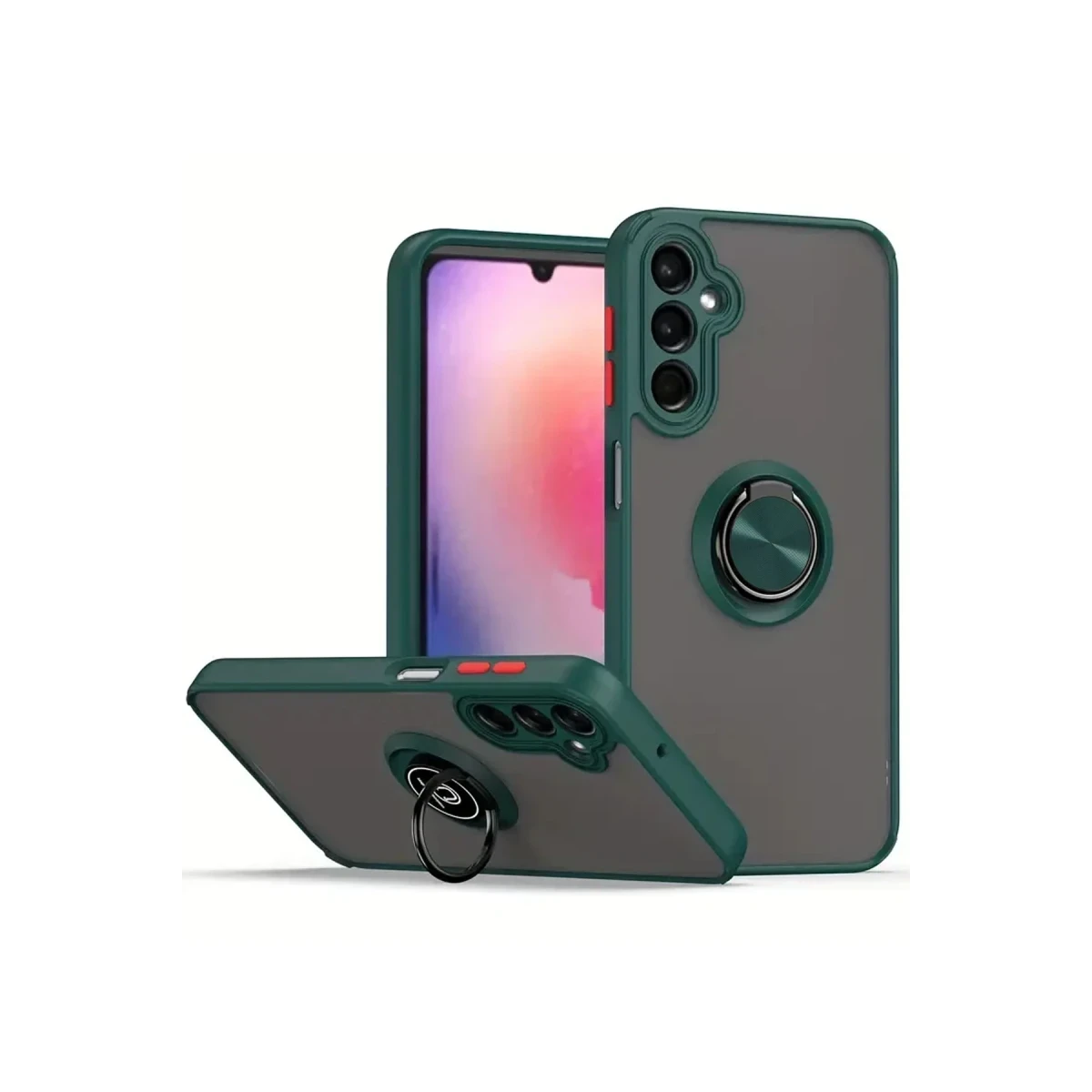 Samsung Galaxy A17 5G Montreal Yüzüklü Silikon Kapak - Yeşil