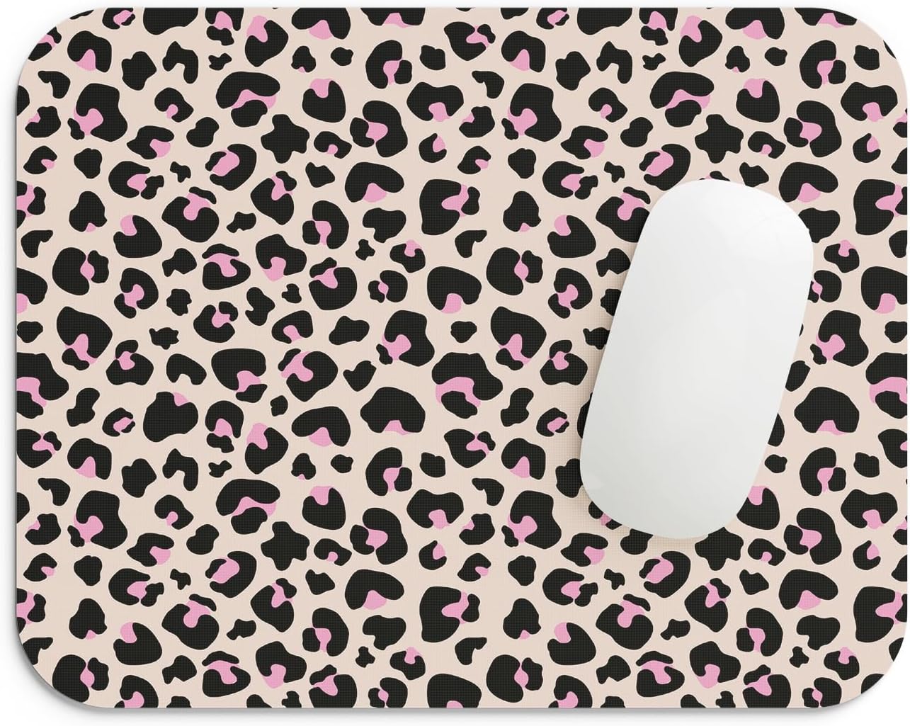 Pembe Leopar Desenli - Dikdörtgen Mouse Pad, 17,5 cm x 21,50 cm