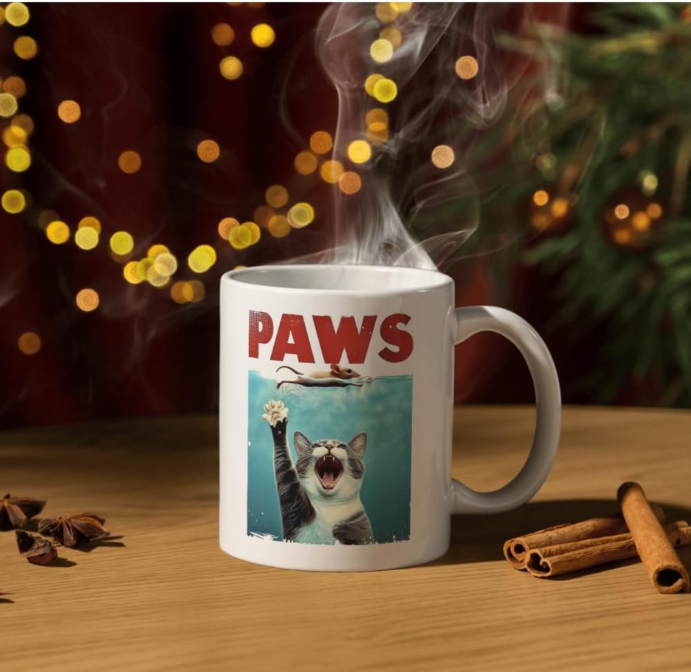 Kedi Baskılı Kupa Bardak Paws Komik Baskılı Hediyelik Çay Kahve Kupası