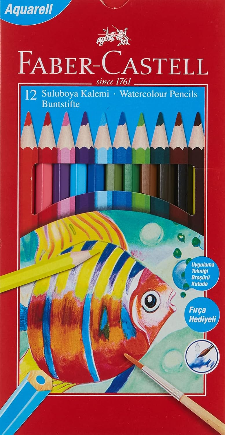Karton Kutu Aquarel Boya Kalemi, 12 Renk