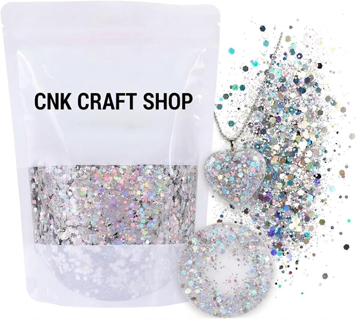 Chunky Glitter Holografik Yansımalı, Gümüş Renk, Epoksi Reçine Sanatı için 5GR