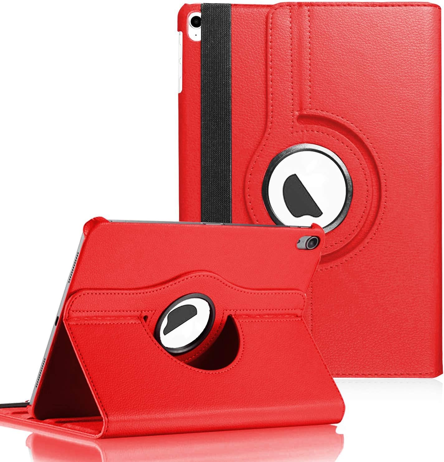 Apple iPad Air 11 2024 için Kılıf (A2902-A2903) 360 Rotating Stand Deri Kırmızı [iPad Air 11 2024 ile Uyumlu Kılıf - Kırmızı]