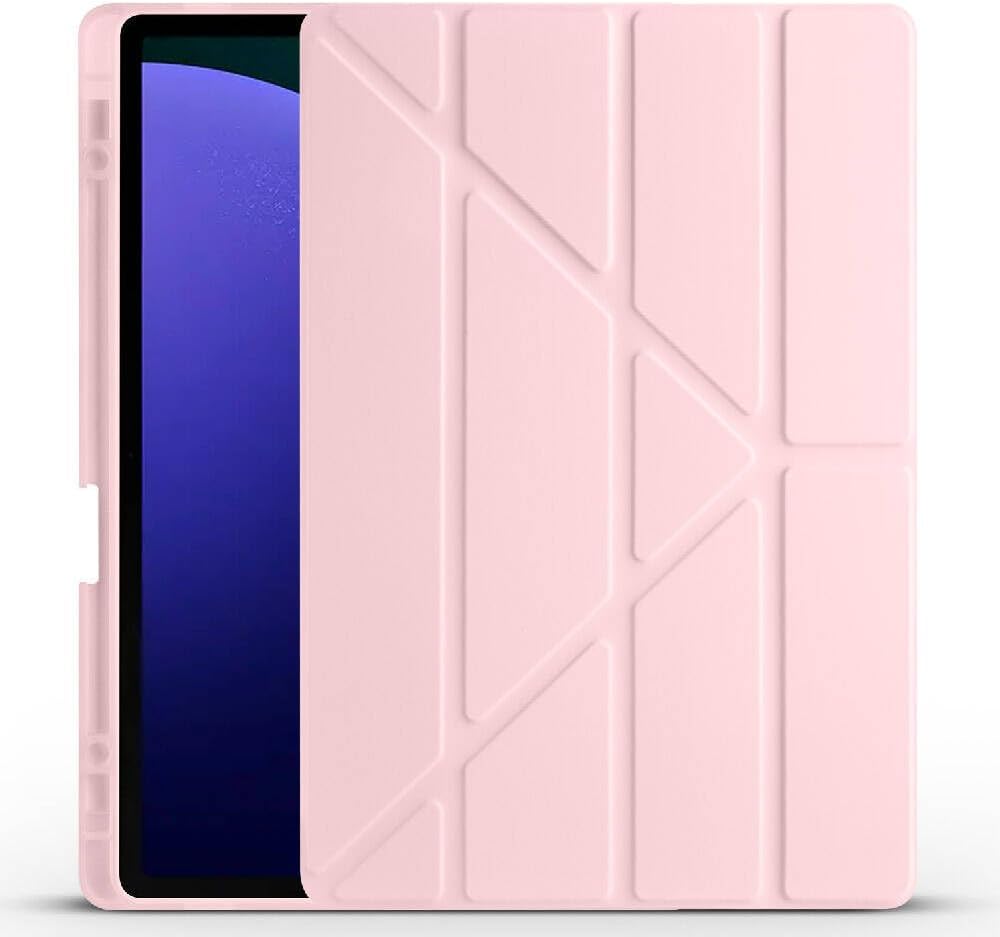 Galaxy ile uyumlu Tab S10 Plus Kılıf Tri Folding Kalem Bölmeli Standlı Kılıf Rose Gold