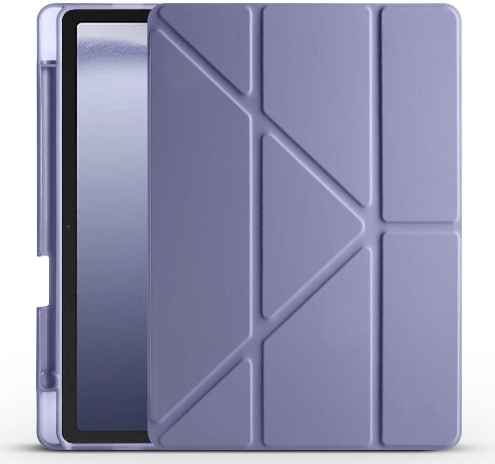 Galaxy ile uyumlu Tab A9 Kılıf Tri Folding Kalem Bölmeli Standlı Kılıf Mor