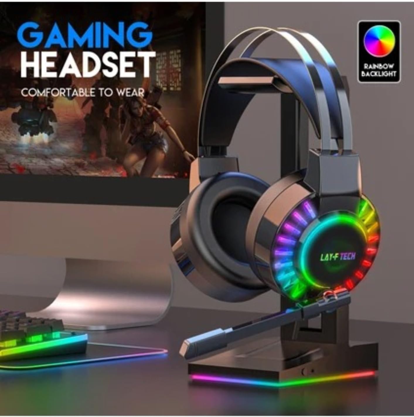H60 Kablolu 7.1 Usb Oyuncu Kulaklık Rgb Stereo Hd Mikrofon Gaming Kulaklık