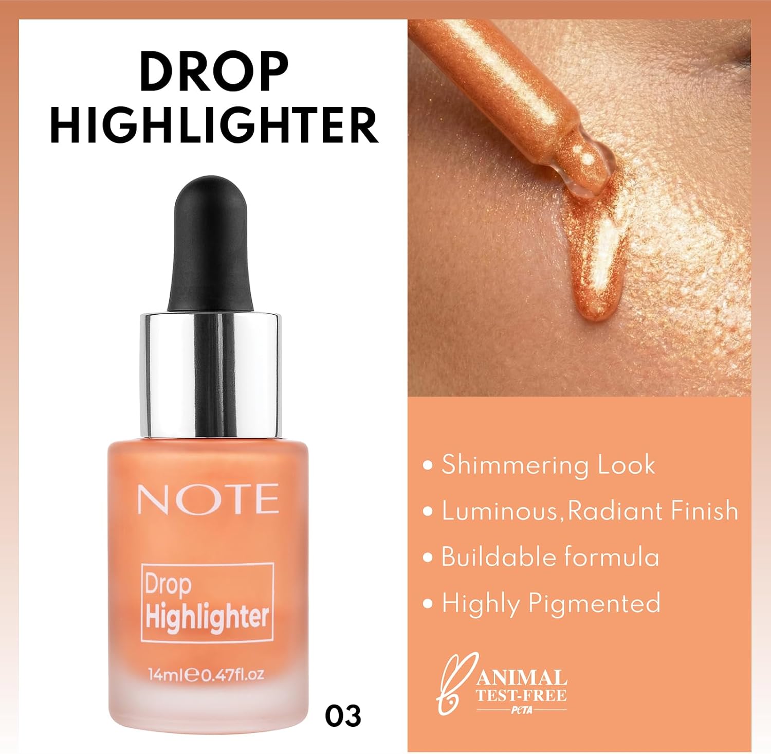 Cosmetics Drop Highlighter 03 Candlelight Işıltılı Likit Aydınlatıcı