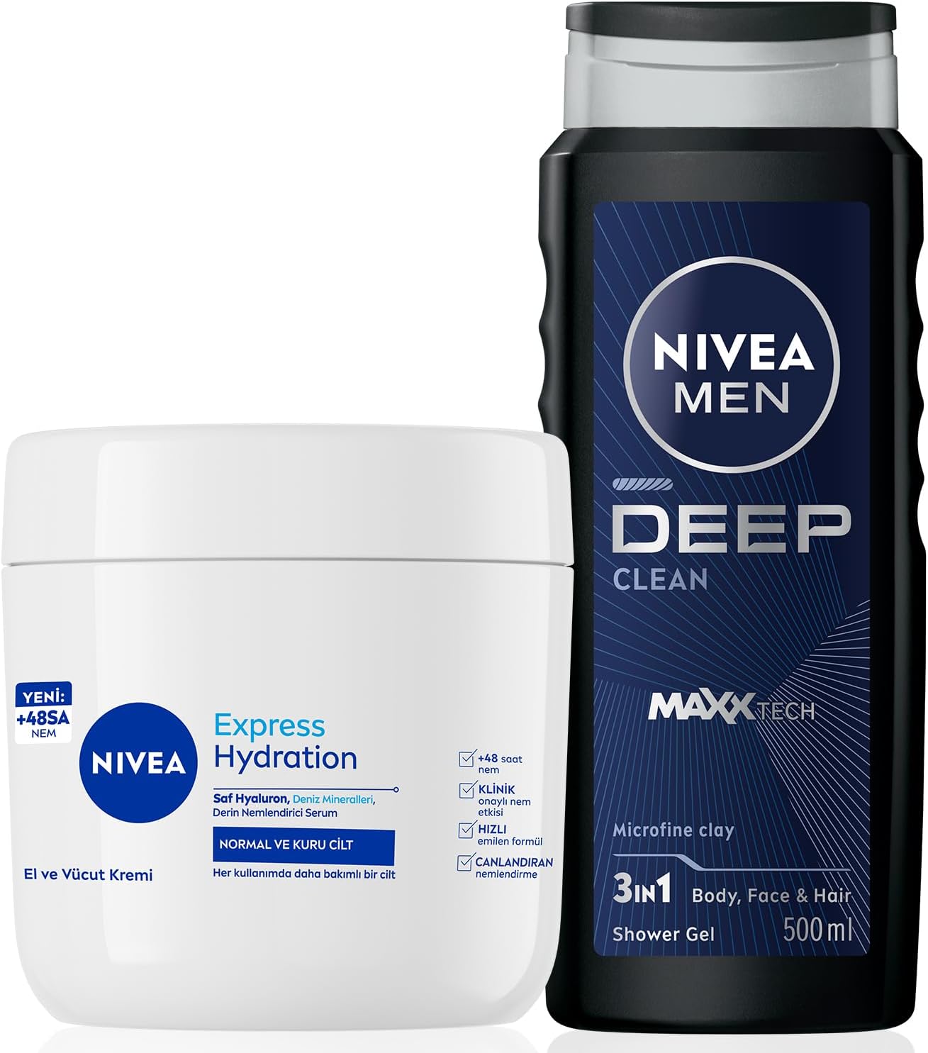 MEN Erkek Deep Dimension Banyo Duş Jeli 500ml ve Yoğun Nemlendirici El Ve Vücut Bakım Kremi 400ml