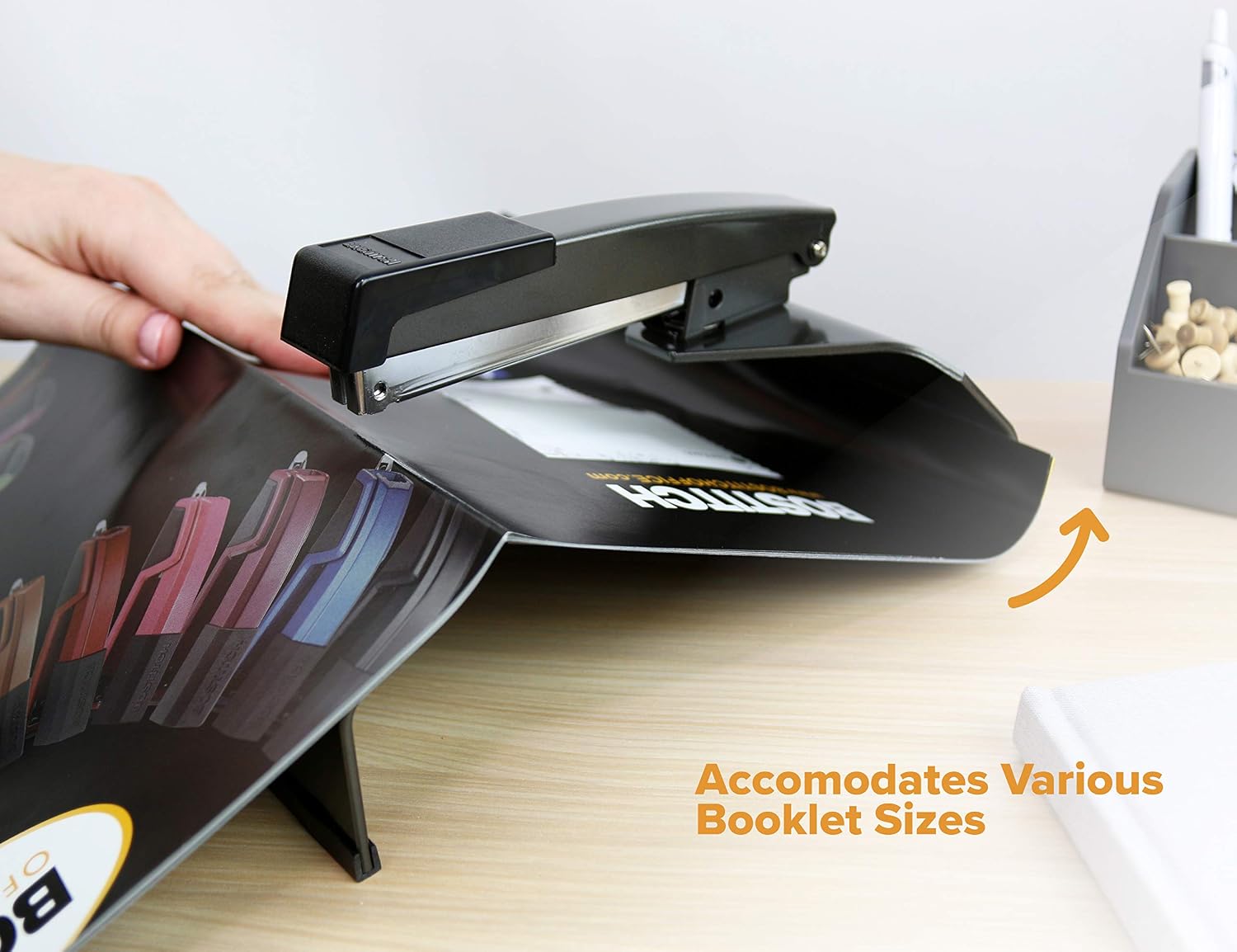 Office No-Jam zımba makinesi, 20 yaprak, kolay ciltleme, siyah (B440SB), Saddle Stapler