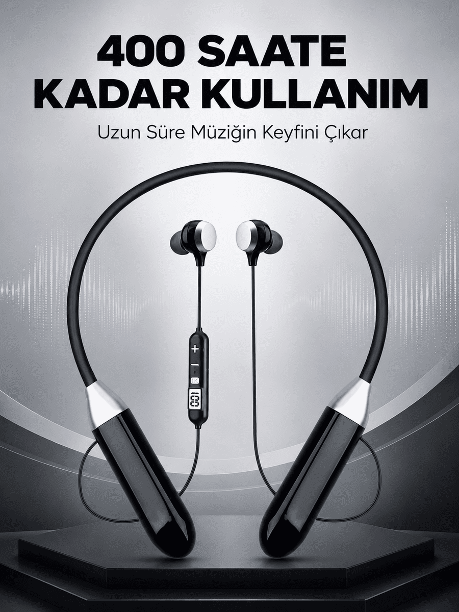 Spor İçin Bluetooth Boyun Kulaklığı Mikrofonlu Kablosuz Kulak İçi Müzik ve Telefon Kulaklığı