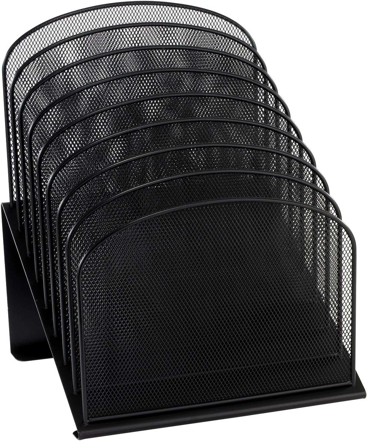 Ürünler Onyx Mesh 8 Katmanlı Dikey Masaüstü Organizatör 3258BL, Siyah Toz Boya Kaplama, Dayanıklı Çelik Hasır İnşaat, Yerden Tasarruf Sağlayan İşlevsellik