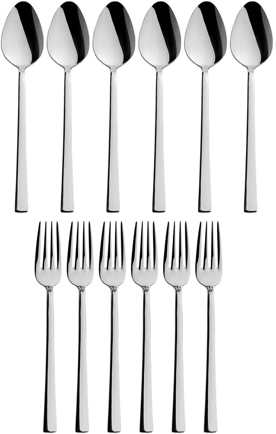 Parlak Gümüş Tatlı Çatal Ve Kaşık Seti - 12 Adet Kahvaltı Pasta Tatlı Çatal ve Kaşık Seti