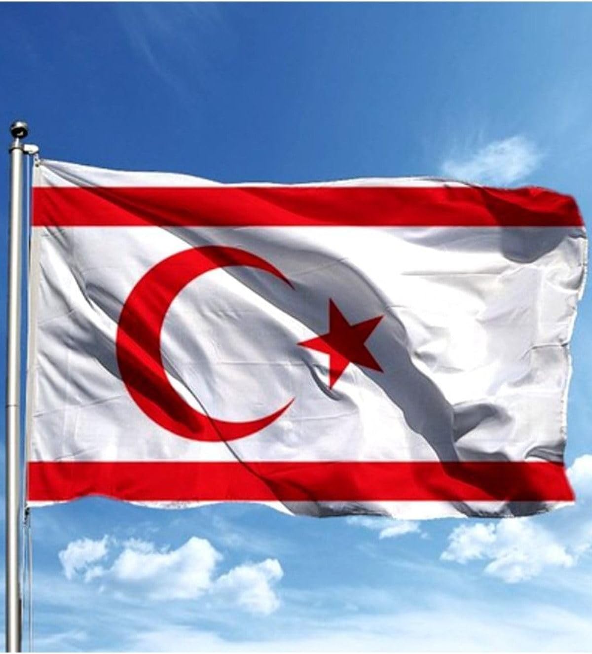 ZC Bayrak Kıbrıs Milli Gönder Bayrağı 100x150 Cm Raşel Dijital Baskı