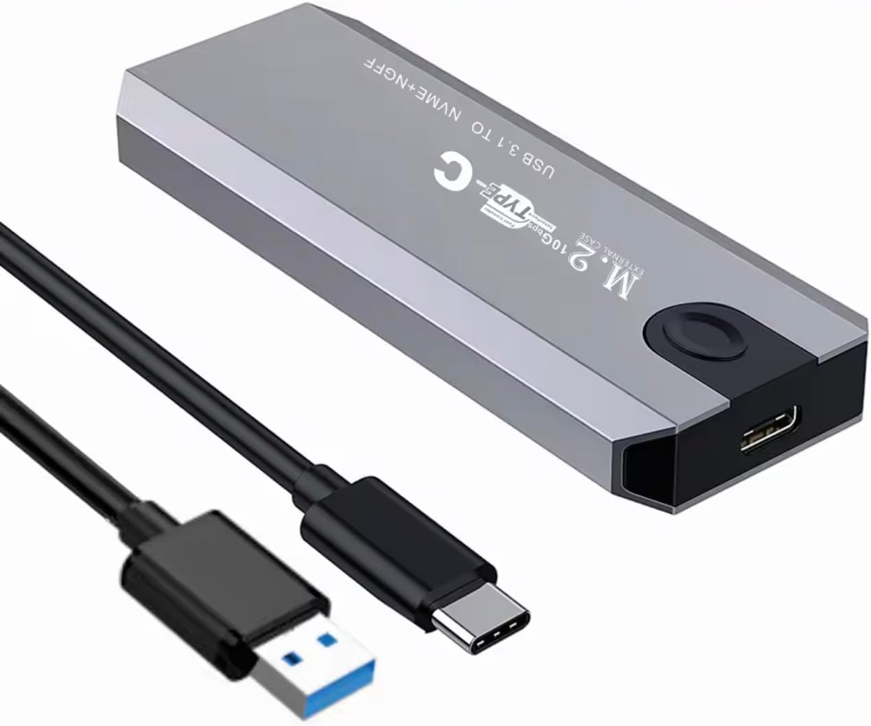 M.2 NVME USB3.1 Tip-C GEN2 10GBPS, Type-C NVMe+NGFF Adaptörü, Gri Alüminyum, Taşınabilir Katı Hal Sürücü Kasası, Laptop ve MacBook için