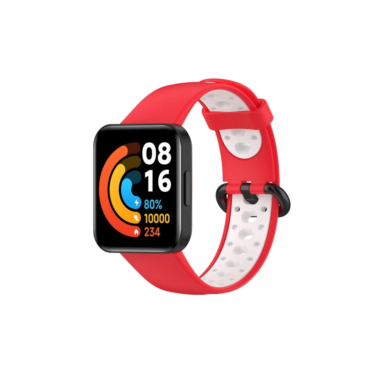 Xiaomi Redmi Watch 2 Spor Delikli Kordon - Kırmızı-Beyaz