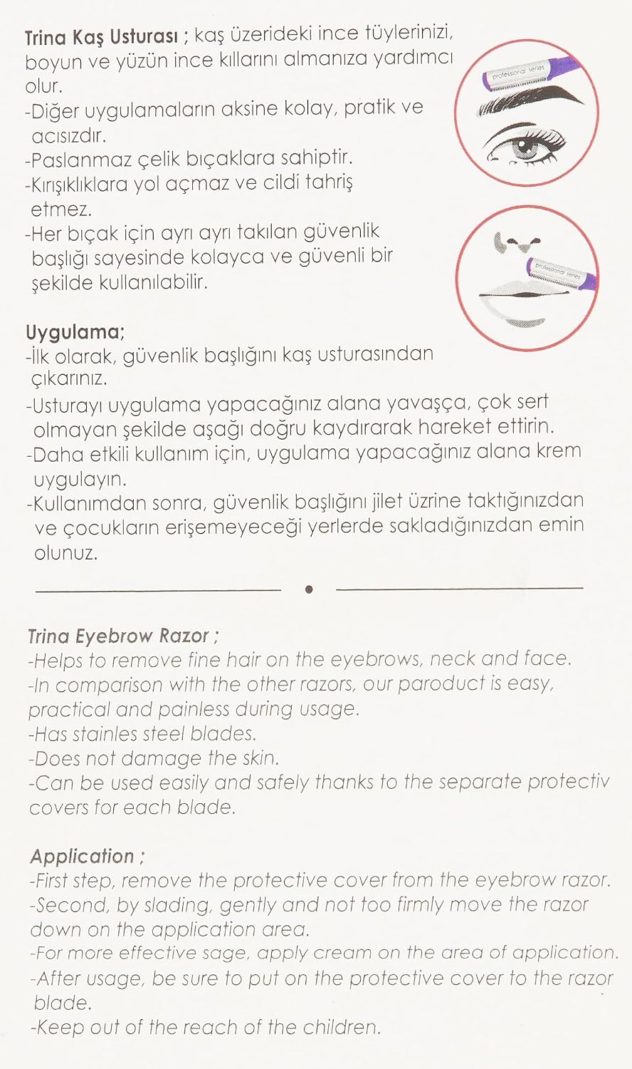Trina Profesyonel Çelik 2li Kaş Usturası