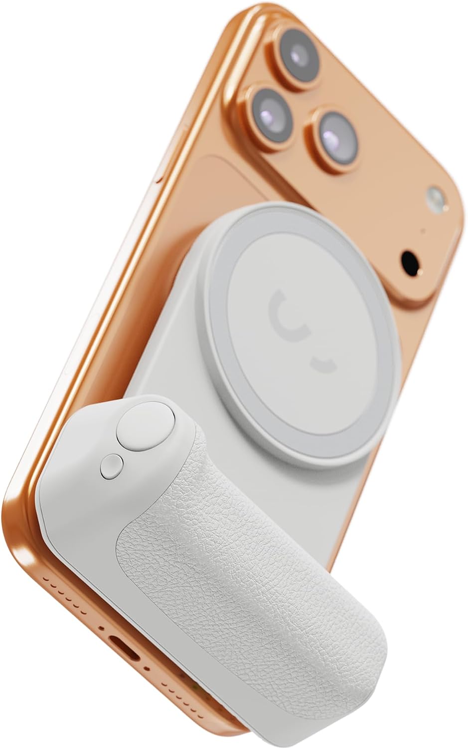 SnapGrip Pro - Kablosuz Deklanşör Düğmesi ile Mobil Pil Tutacağı - Manyetik Montaj Herhangi Bir Telefona Takılır - Qi 2 Kablosuz Şarjlı Dahili Powerbank - Masaüstü Yuvası (Taş)
