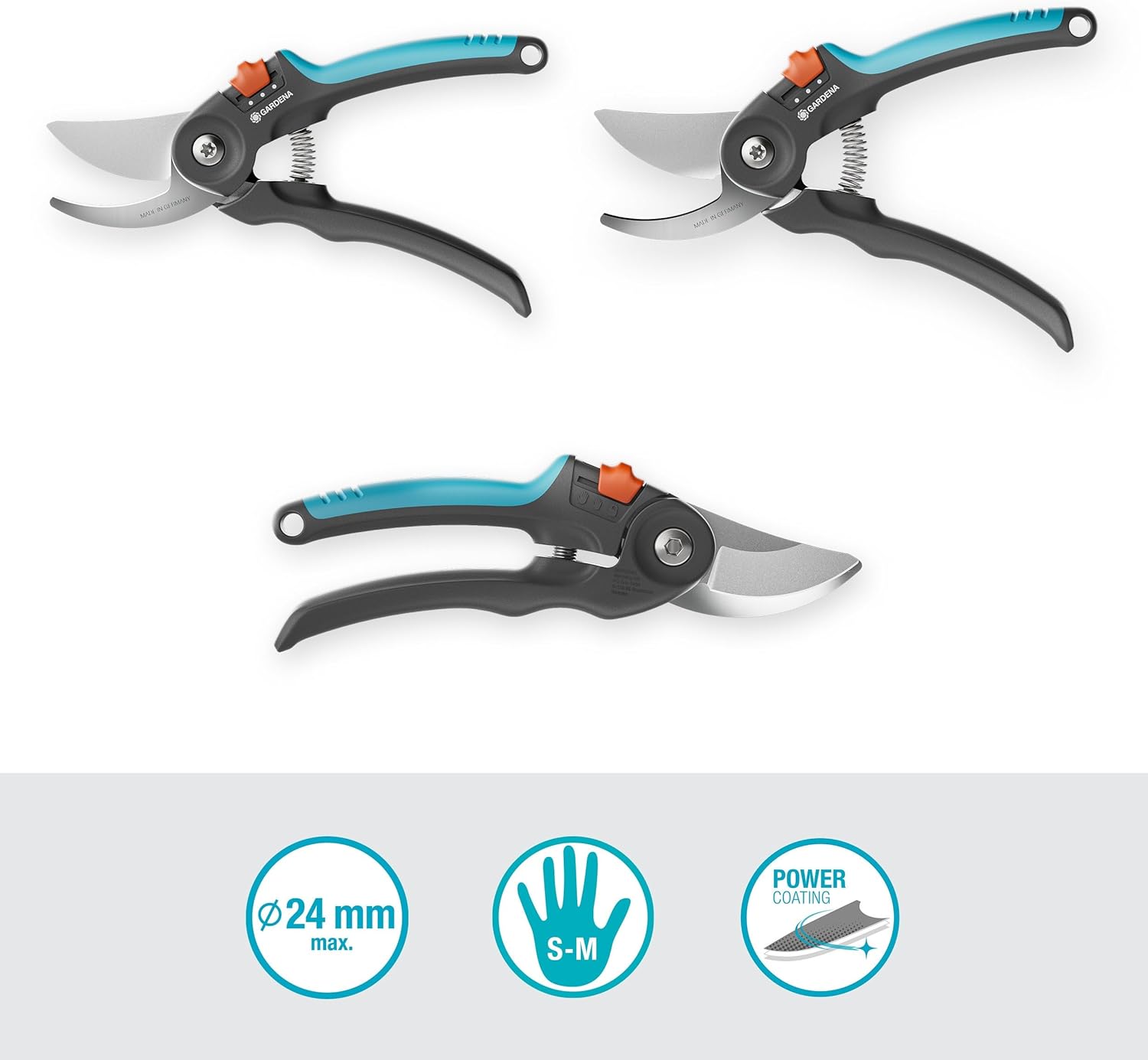Secateurs PremiumCut Flex, Bypass, Yeşil Ahşap için Bahçe Budama Makinesi, 24 mm Kesme Çapı, ErgoTec Yumuşak Kavrama Sapları, Hassas Taşlanmış Çelik Bıçaklar, PowerCoating (12242-20)