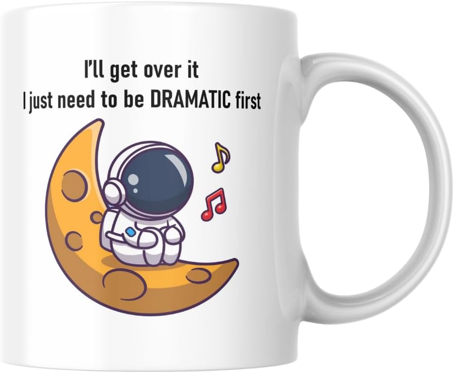 I'll Get Over It Astronot Baskılı Kupa Bardak Komik Yazılı Hediyelik Çay Kahve Kupası Coffee Mug