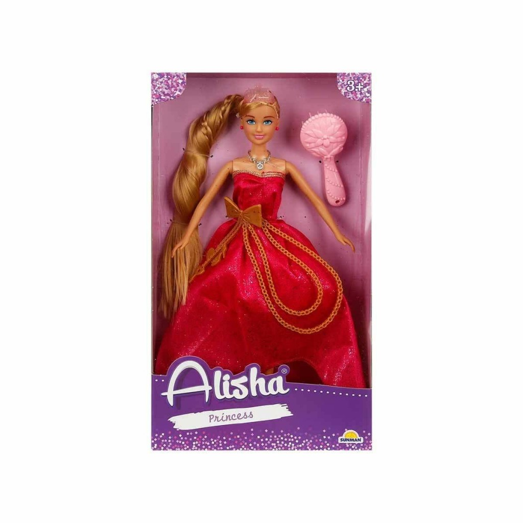 0835 NessiWorld-RST-SIS-MNK Prenses Uzun Saçlı Aksesuarlı Bebek Set 29 cm 3renk