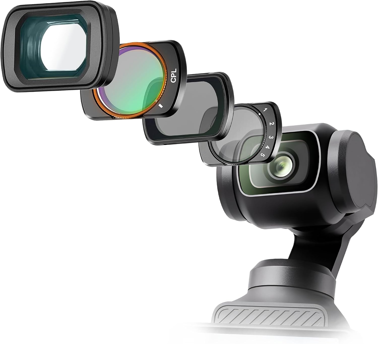 DJI Osmo Pocket 3/4 ile Uyumlu 4'lü Sinematik Filtre Seti - CPL, ND2-32 Değişken ND, Black Mist 1/4, Geniş Açı Lens - Vlogger ve Manyetik Kamera Aksesuarı - Lens Set