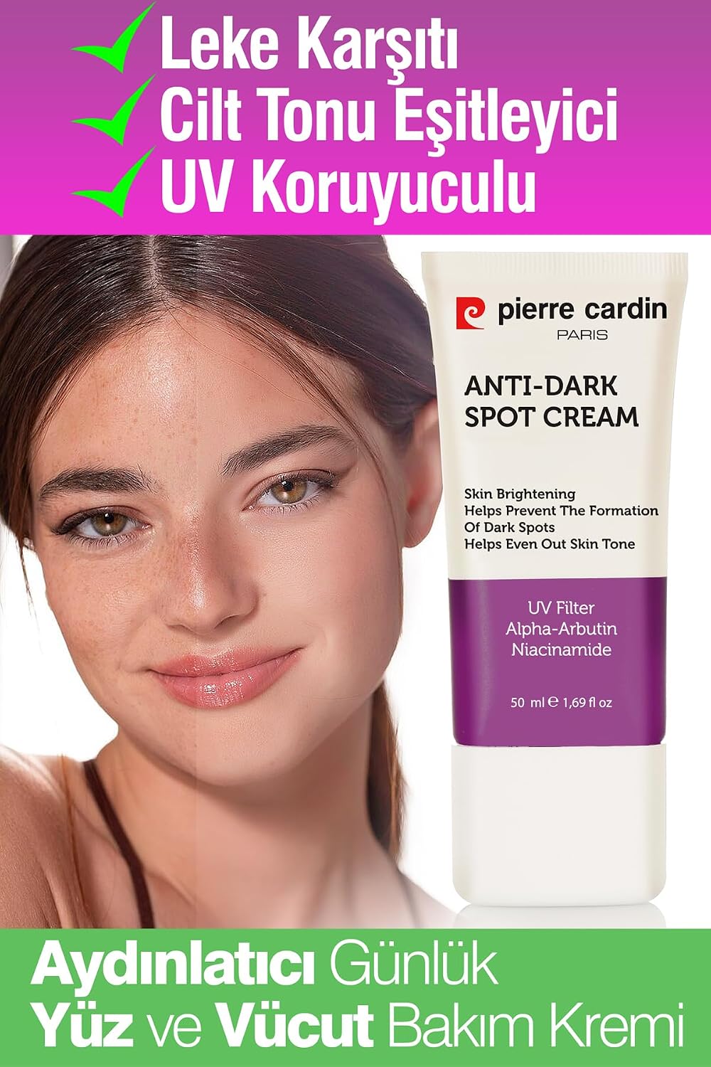 Leke Karşıtı Ve Cilt Tonu Eşitleyici, Uv Koruyuculu, Aydınlatıcı Günlük Bakım Kremi Yüz Ve Vücut 50 ml