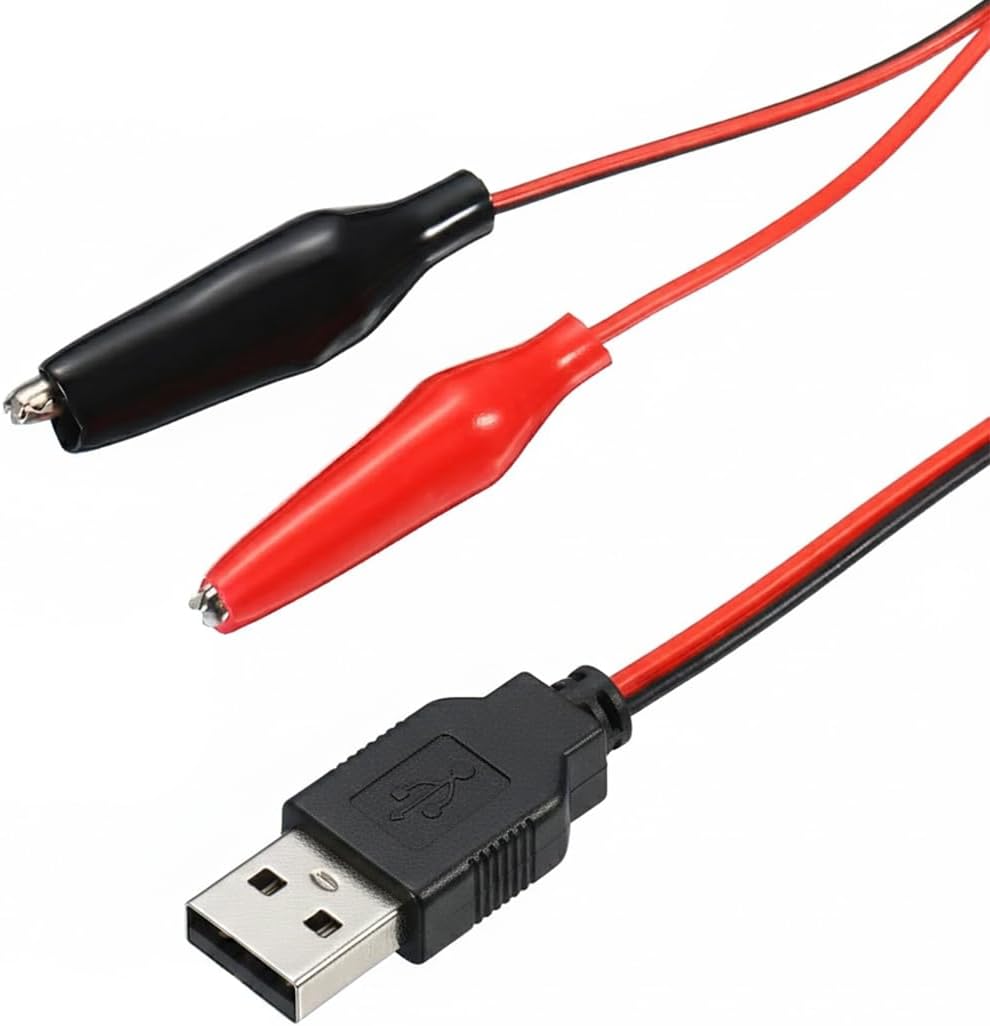 USB Erkek - Küçük Krokodil Uçlu 5V 2A Test Kablosu 60 cm