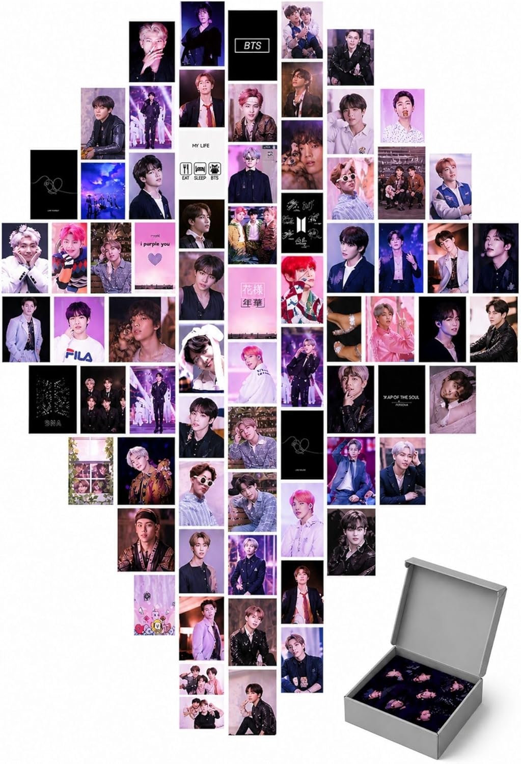 Bts Duvar Poster Seti - Kolaj Set - 60 Adet - Pembe Bts Poster Seti - 10cm*15cm - Kalın Kuşe Kağıt