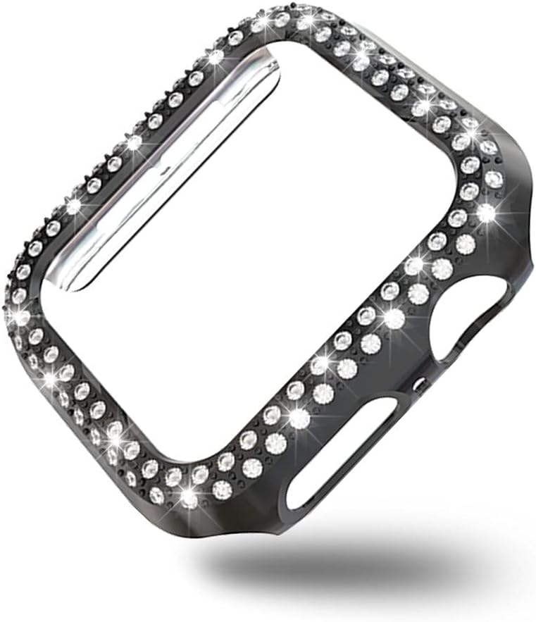 Akıllı Saat Ekran Koruyucu Apple Watch 7 41mm ile Uyumlu Ekran Koruyucu Kılıf, Ekran Koruyuculu TPU Kılıf, Sert Çerçeve Diamond Kapak Apple Watch 7 41mm Koruyucu Kılıf Siyah