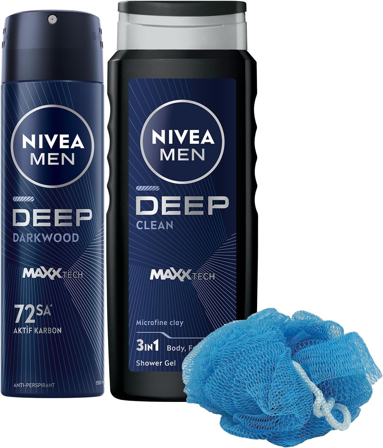 MEN Erkek Sprey Deodorant Deep Dimension 150ml ve Deep Dimension Duş Jeli 500ml, Banyo Lifi Hediyeli