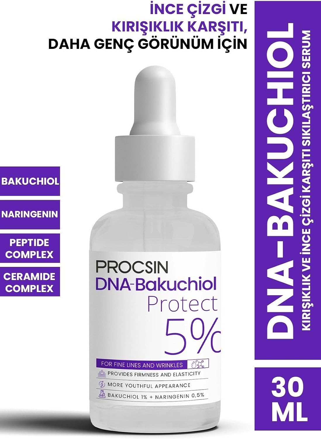 DNA-Bakuchiol Kırışıklık ve İnce Çizgi Karşıtı Sıkılaştırıcı Serum 30 ML
