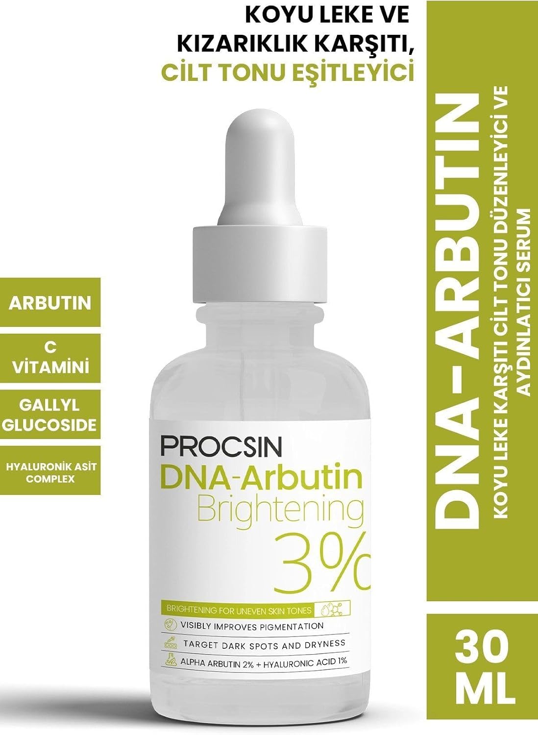 DNA-Arbutin Koyu Leke Karşıtı Cilt Tonu Düzenleyici ve Aydınlatıcı Serum 30 ML