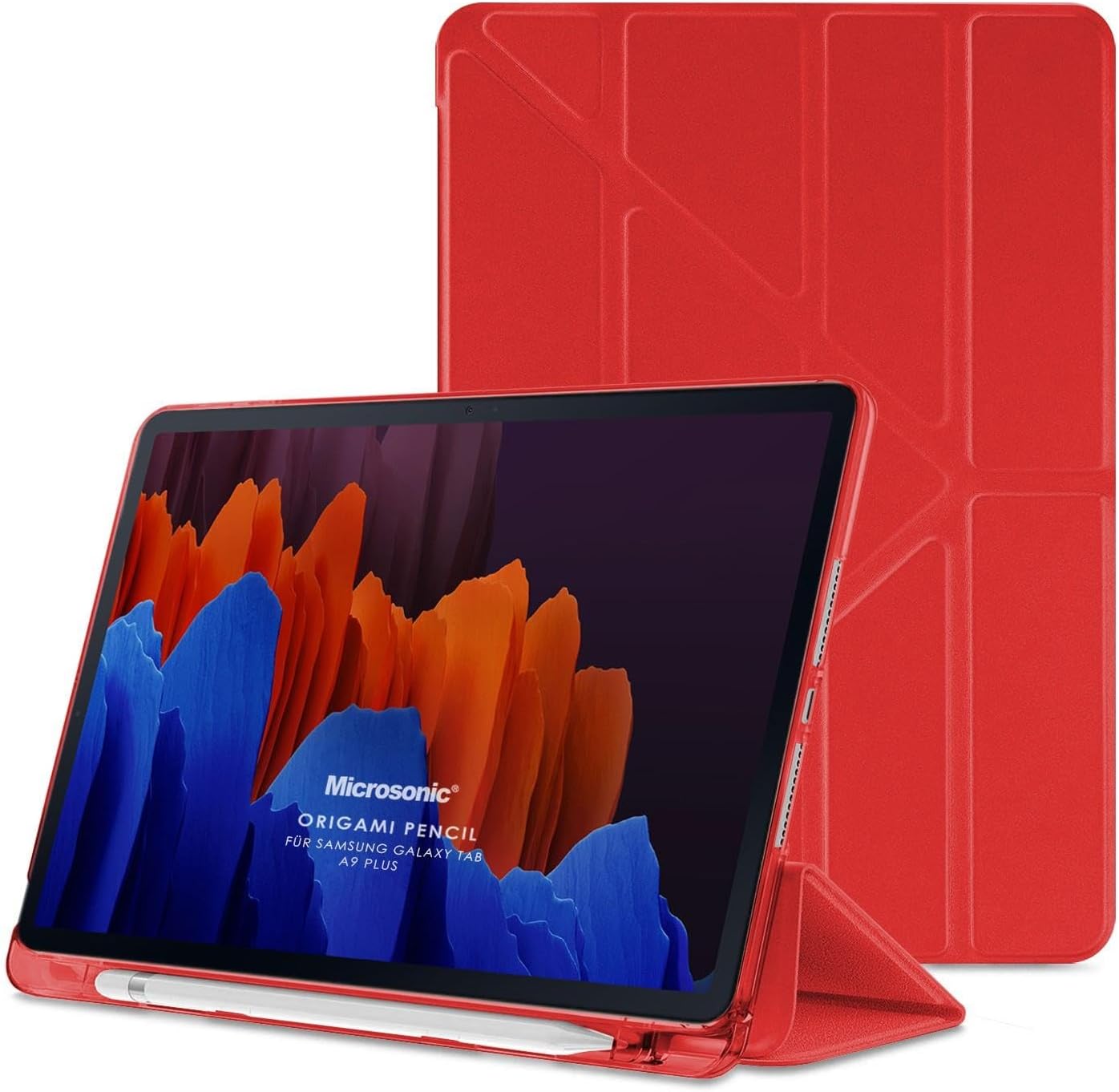 Samsung Galaxy Tab A9 Plus Kılıf Origami Pencil Kırmızı [Galaxy Tab A9 Plus ile Uyumlu Kılıf - Kırmızı]