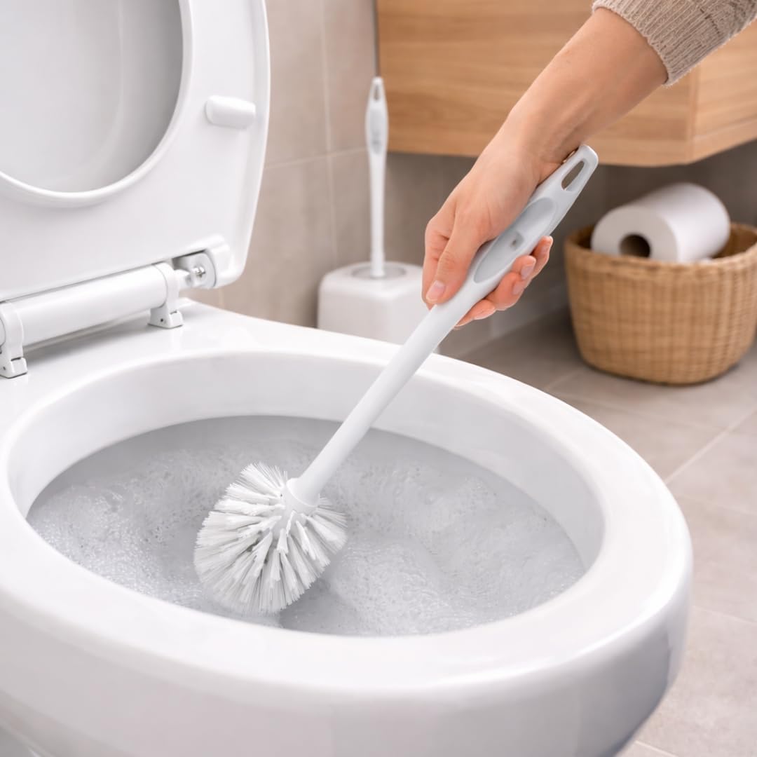 Tuvalet Temizleme Fırçası Etkin Uçlu Klozet Fırçası Seti WC Fırçası Temizleyici Uçlu Fırça (Beyaz)