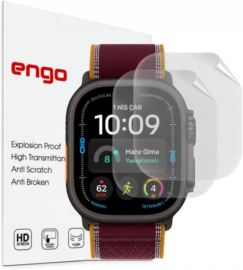 Apple Watch Ultra 4 49mm İle Uyumlu Ekran Koruyucu TPU A3579 Şeffaf Çizilmeye Dayanıklı Esnek Yapı 2 Adet