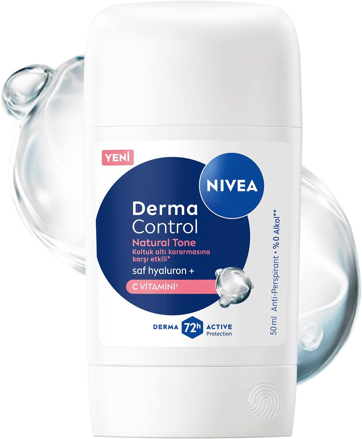 Kadın Stick Deodorant Derma Control Natural Tone 50 ml, Koltuk Altı Kararmasına Karşı Etkili, Eşit Cilt Tonu, 72 Saat Anti Perspirant Koruma, C Vitamini, Hyaluronik Asit, Alkol İçermez