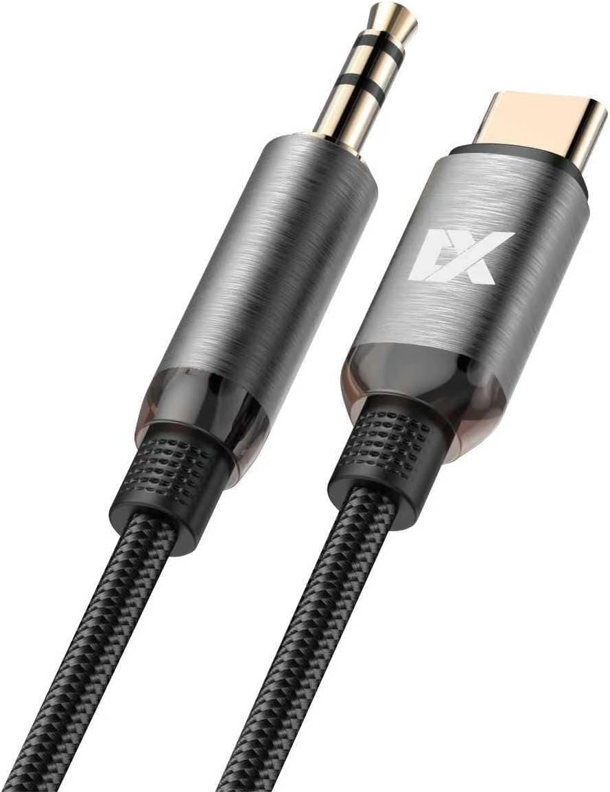3.5mm çivi Jack Type-C Aux Kablosu Metal Uçlar Hasır Kablo (AC-05)