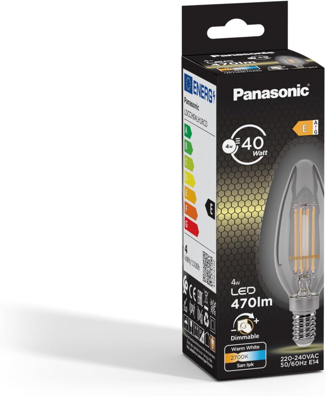 Panasonic E14 Dim Edilebilir Filaman Lamba 4W 470LM 2700K Clear