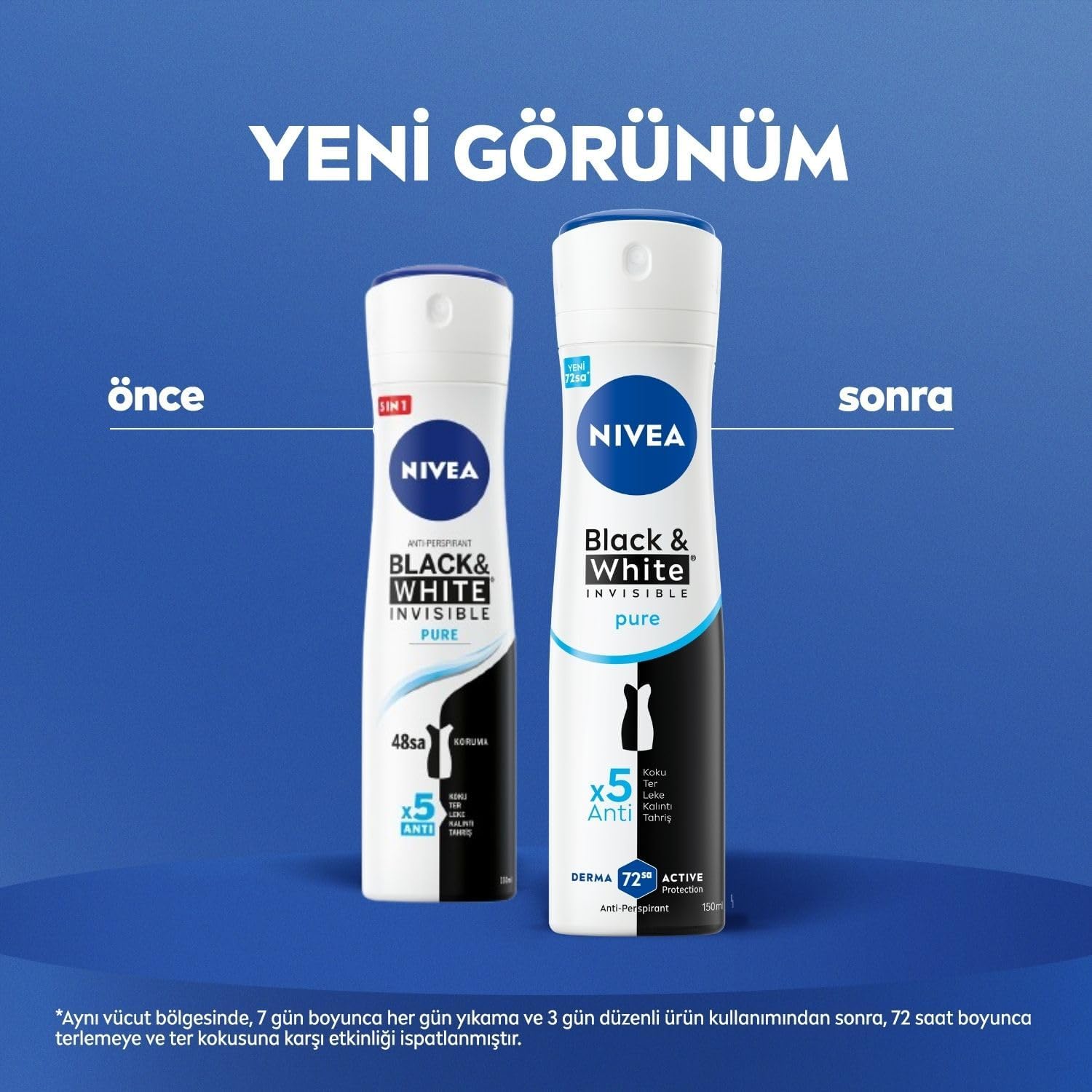 Kadın Sprey Deodorant Black&White Invisible Pure 72 Saat Anti-Perspirant Koruma, 150 ml