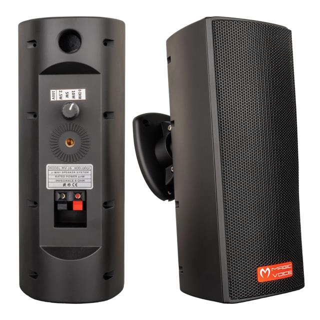 Magicvoice MV-26 2x7,5 Cm 50W 3 Yollu Siyah Sütun Hat Trafolu Hoparlör 2’li Takım