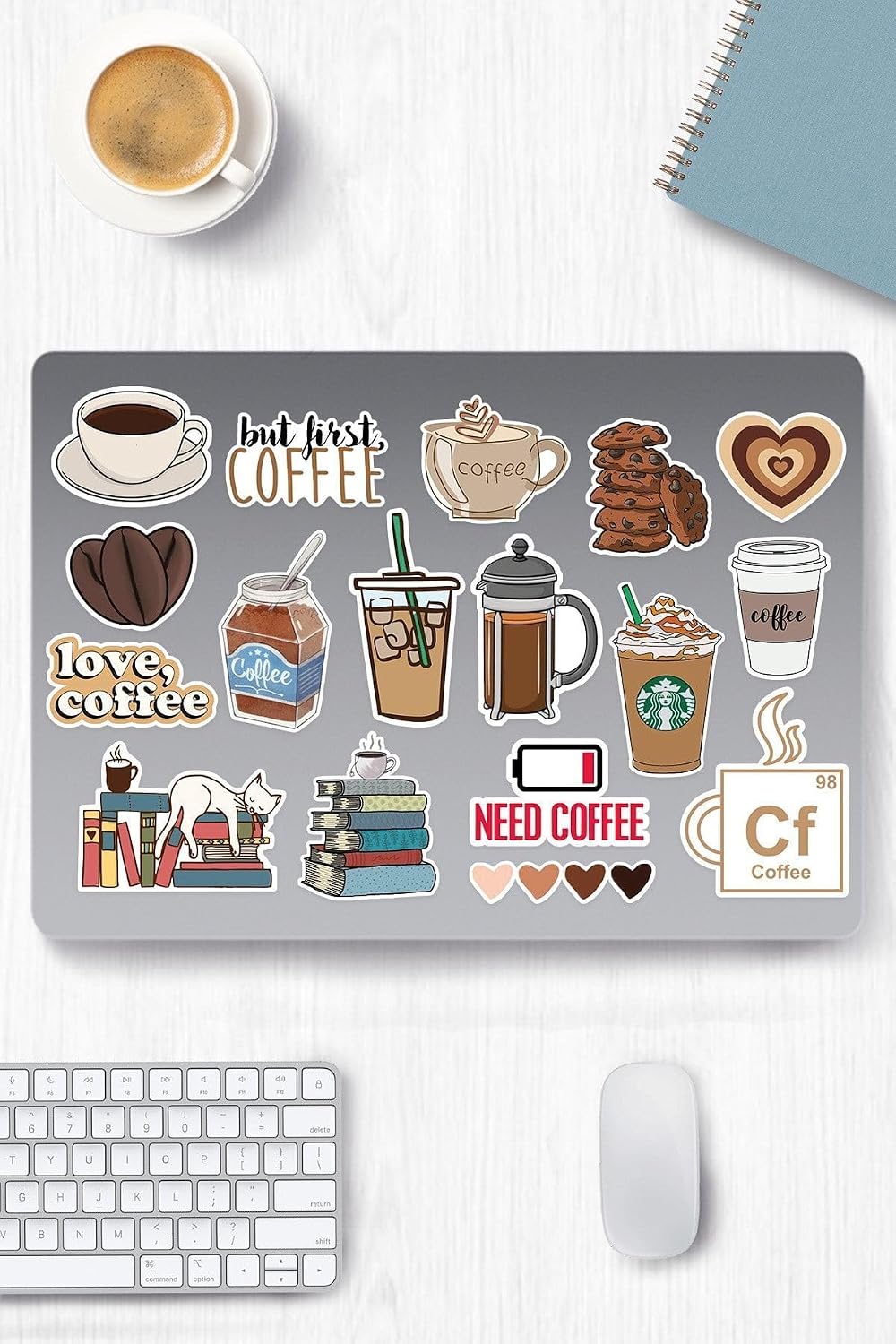 Kahve Temalı Sticker Etiket Seti - Coffee Sticker - Laptop Notebook Telefon