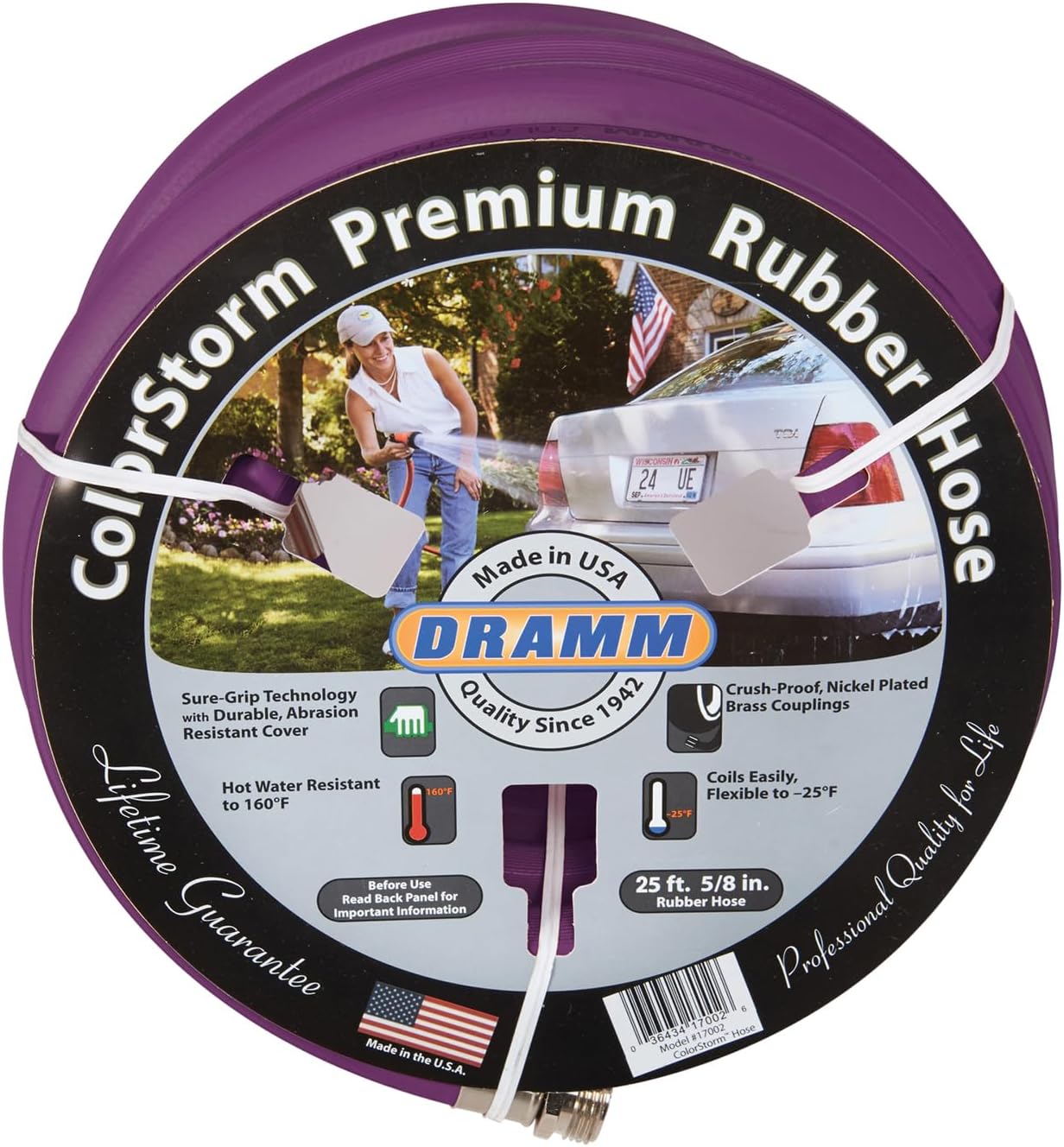 17006 ColorStorm Kauçuk Bahçe Hortumu, 5/8" x50', Berry